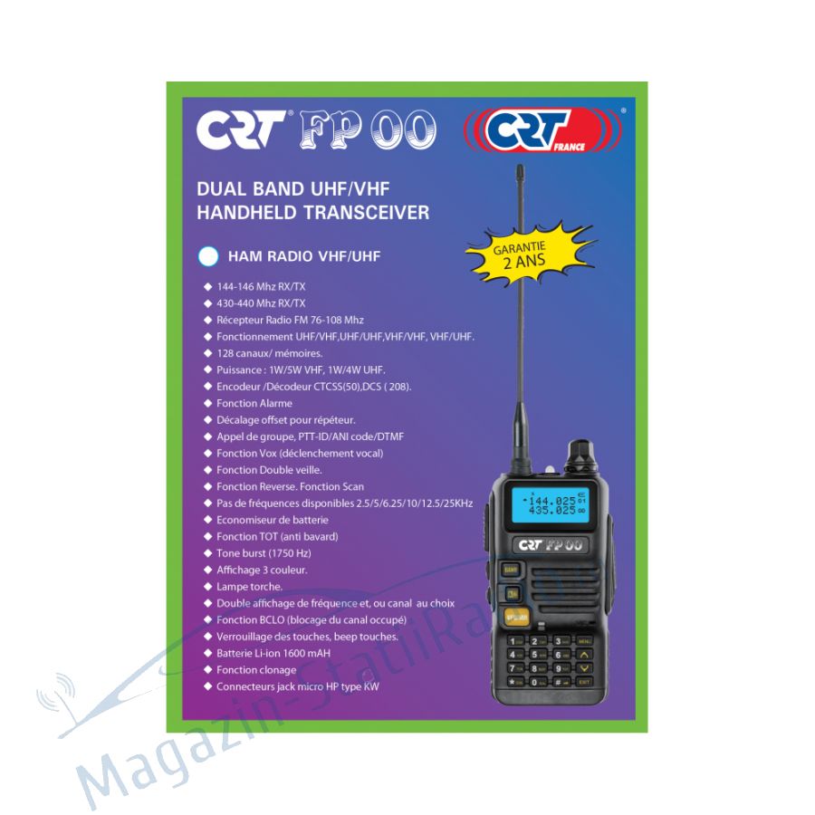 Statie radio VHF/UHF portabila CRT FP00 dual band 136-174 si 400-440 MHz 