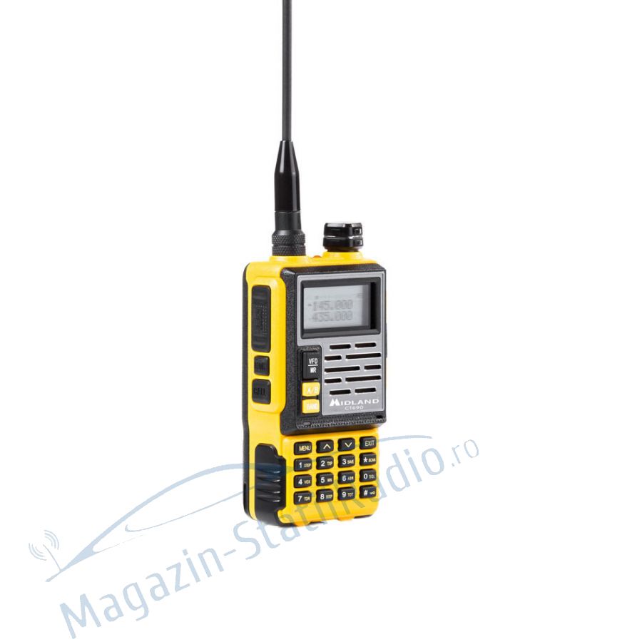 Statie radio VHF/UHF portabila Midland CT690 dual band 136-174 si 400-470 MHz culoare Galben