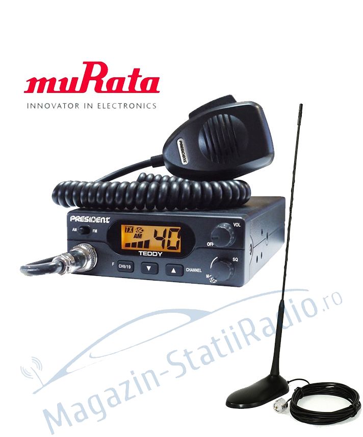 Set: Statie Radio President TEDDY ASC Murata/Japan + Antena CB PNI Extra 45 