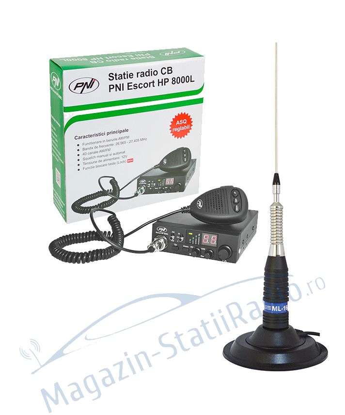 SET: Statie radio CB PNI Escort HP 8000L ASQ + Antena PNI  ML 160 mag