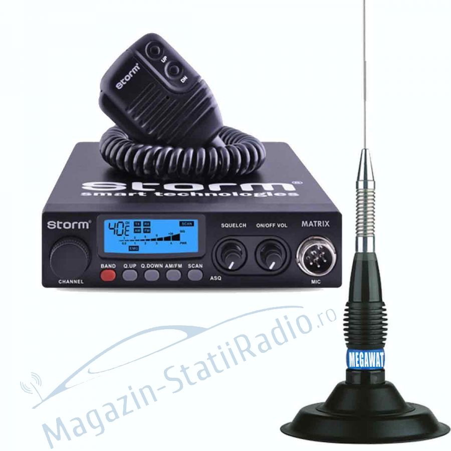 Statie Radio CB Storm Matrix 12/24v + Antena MEGAWAT ML147