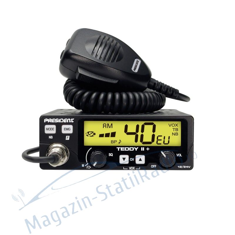 Statie radio CB President Teddy II + ASC AM/FM, VOX, NB, ANL, 12/24V, model 2025, MSR