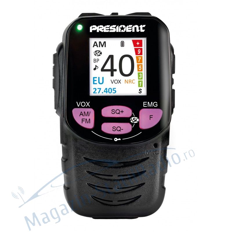 Statie Radio President CB WILLIAM II, Microfon wireless, 12/24v