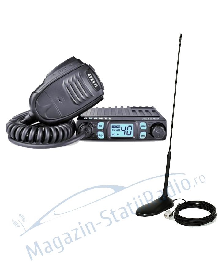Set: Statie Radio CB Avanti Micro 4w putere + Antena CB PNI Extra 45 