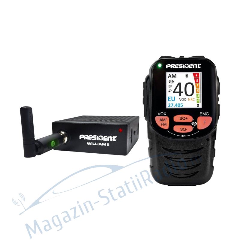 Statie Radio President CB WILLIAM II, Microfon wireless, 12/24v