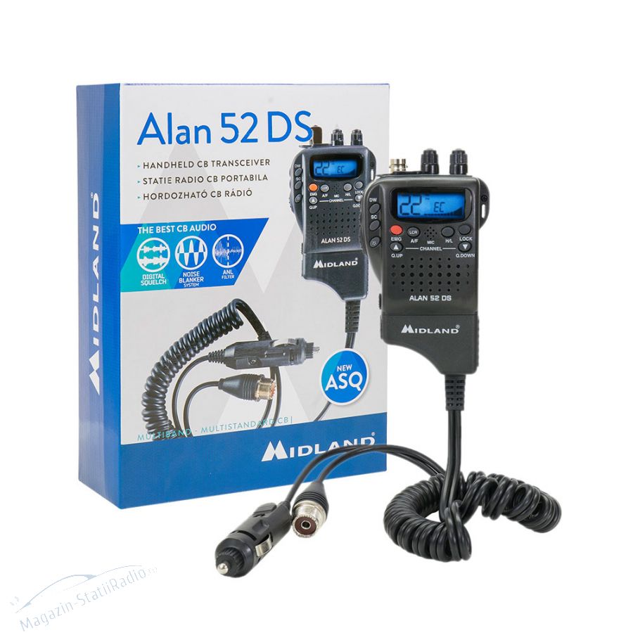 Statie radio CB portabila Midland Alan 52 DS ASQ cu Squelch Automat Digital